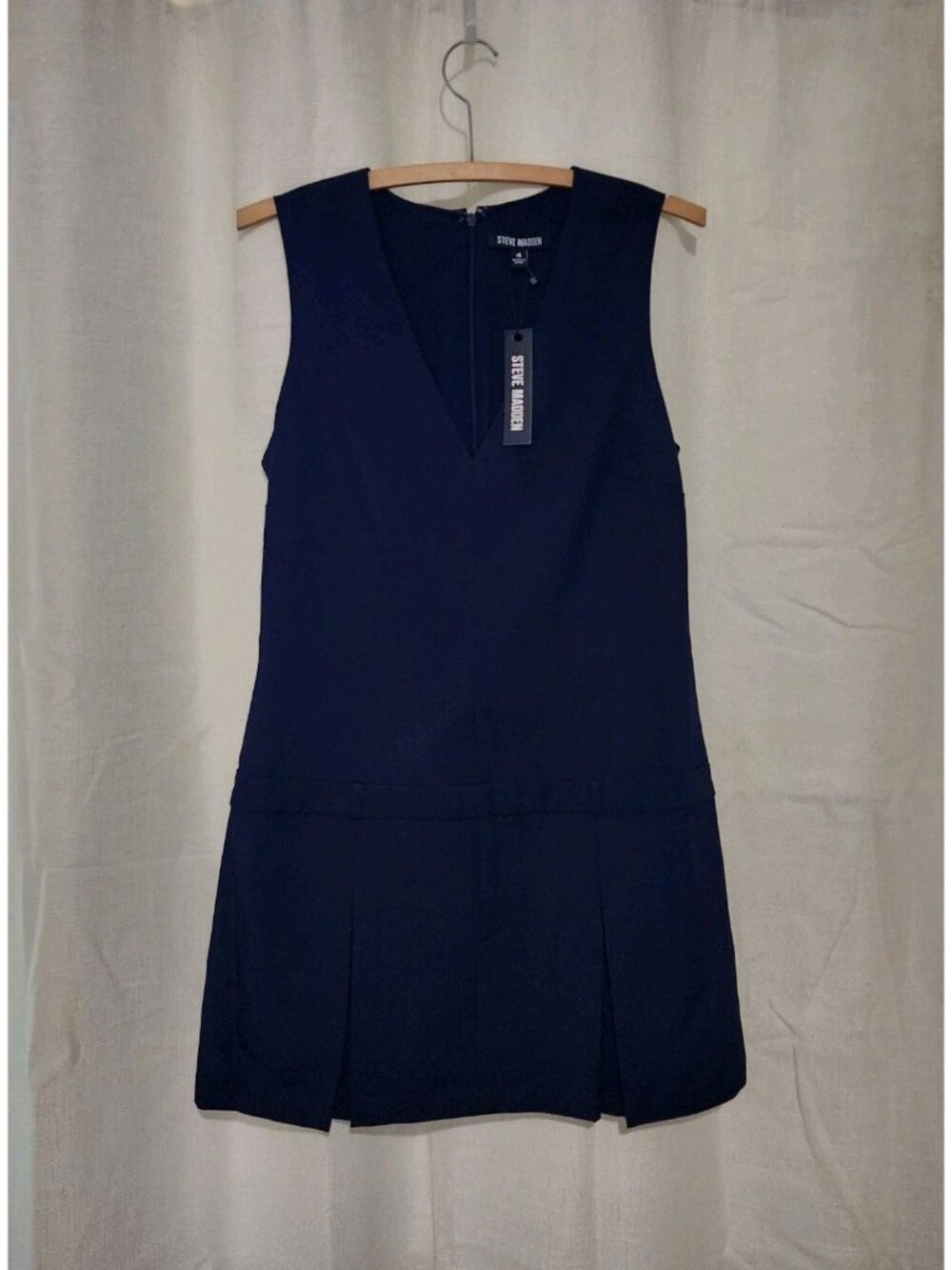 Steve Madden Women's Mini Dress Henley Box Pleat Blue Size 4 NWT